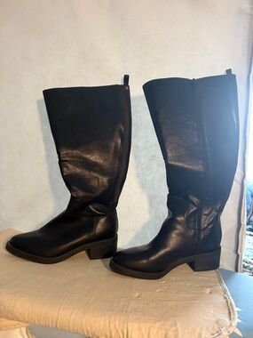 Life Stride Black Knee-High Riding Boots with Low Block Heel